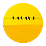 简约卡通电线小鸟