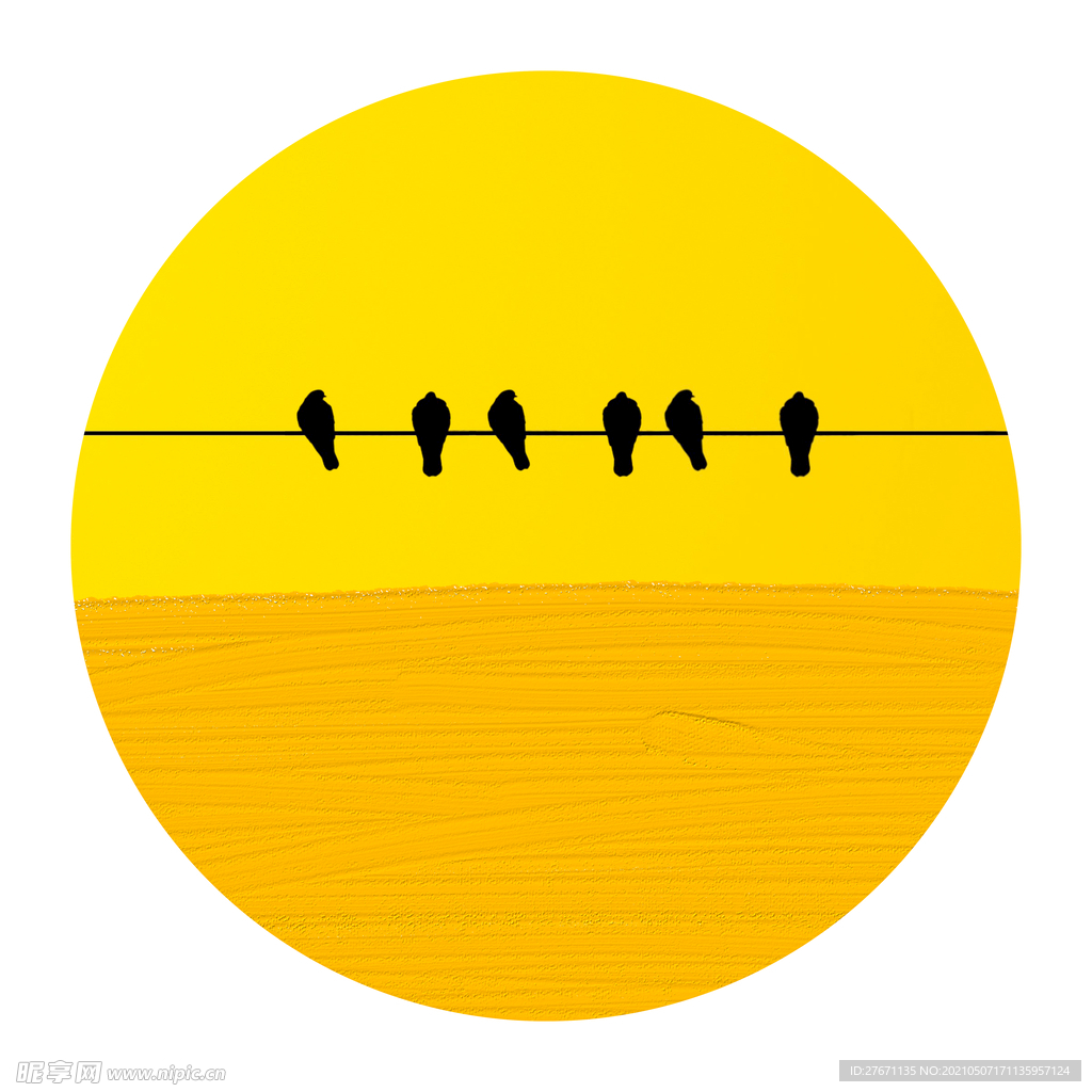 简约卡通电线小鸟