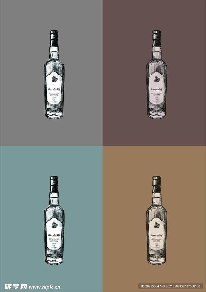 派对红酒饮料矢量手绘素材