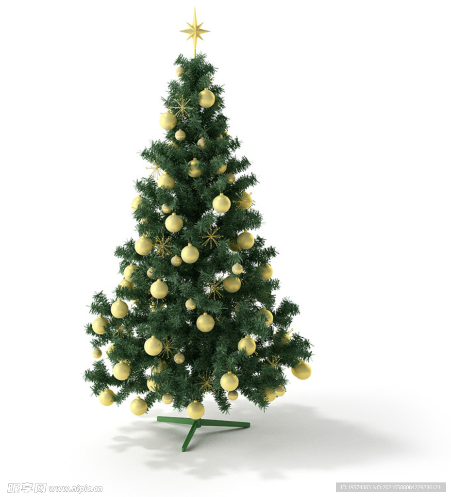 c4d模型黄色圣诞树松树