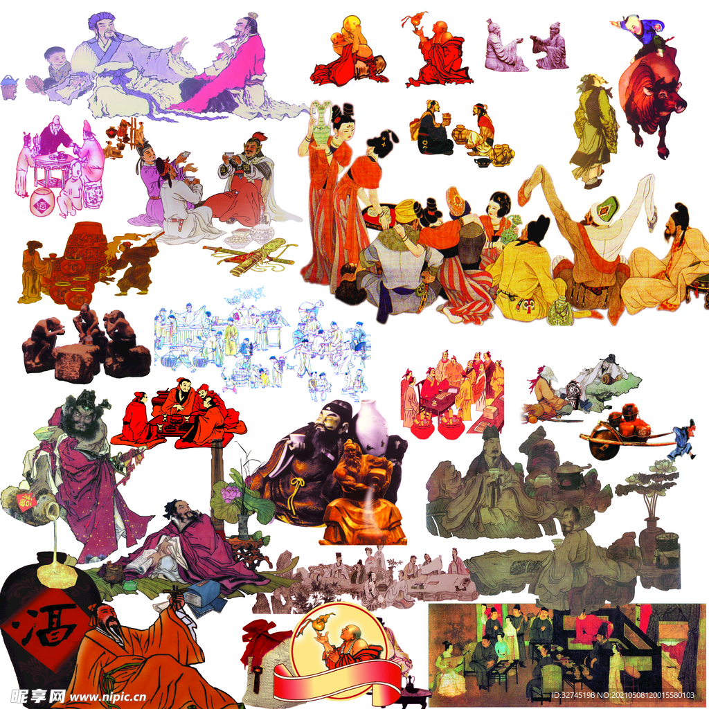 古代饮酒人物造型