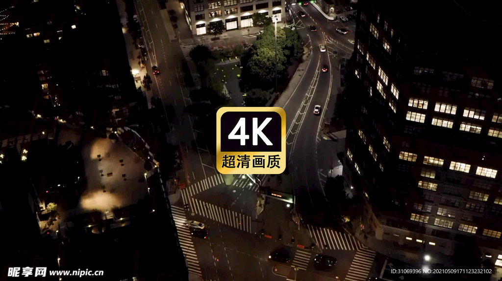 航拍现代城市群街道夜景