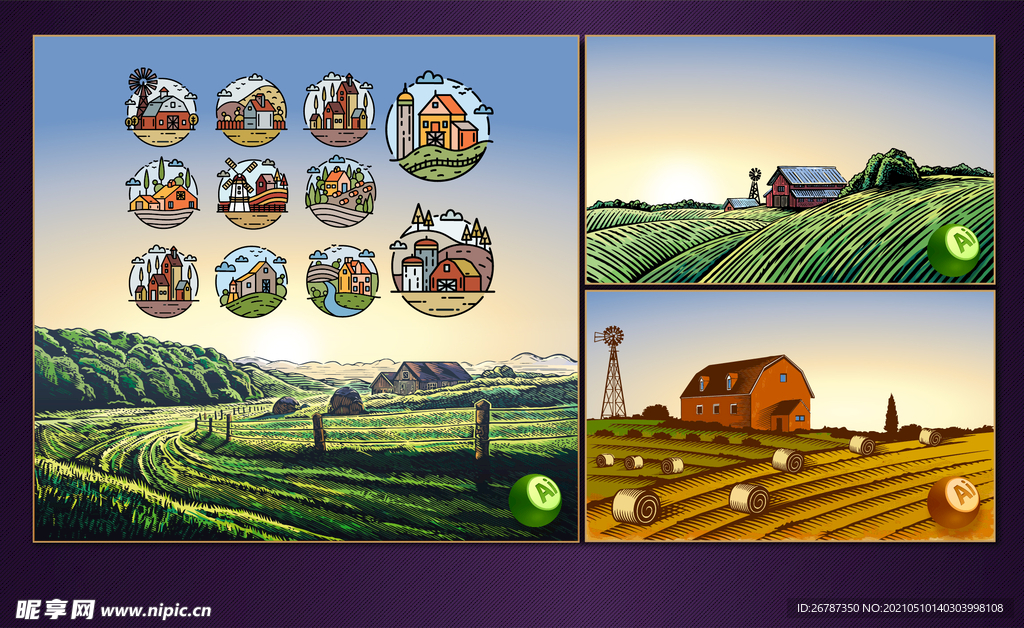 矢量手绘农庄田园系列