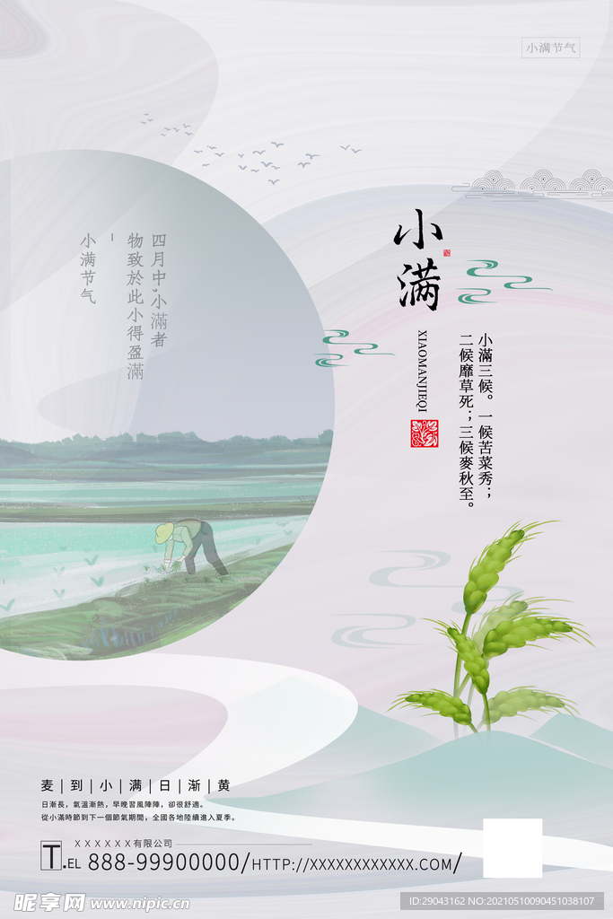 素雅中国风小满传统节气海报