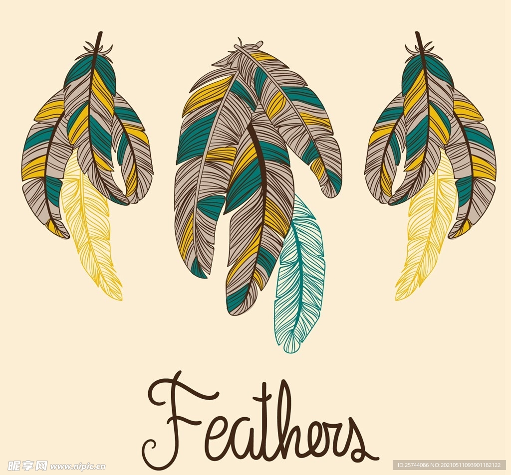 七彩羽毛矢量图