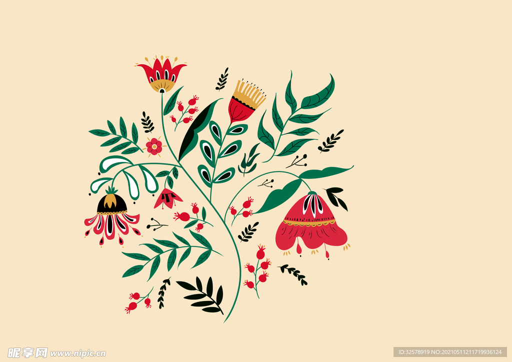 北欧花朵创意插画