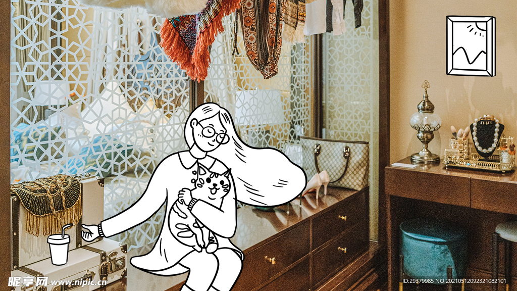 抱着猫的小女孩