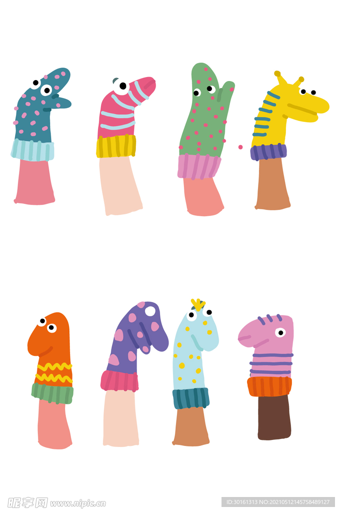 卡通动物手套图案