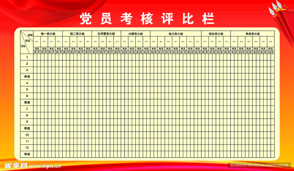 党员考核评比栏