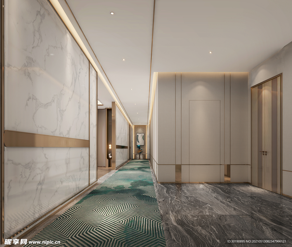 高端 豪华 轻奢 酒店 走廊