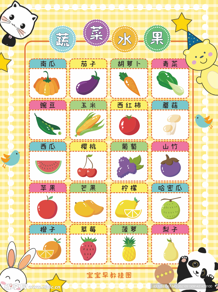 蔬菜水果早教图