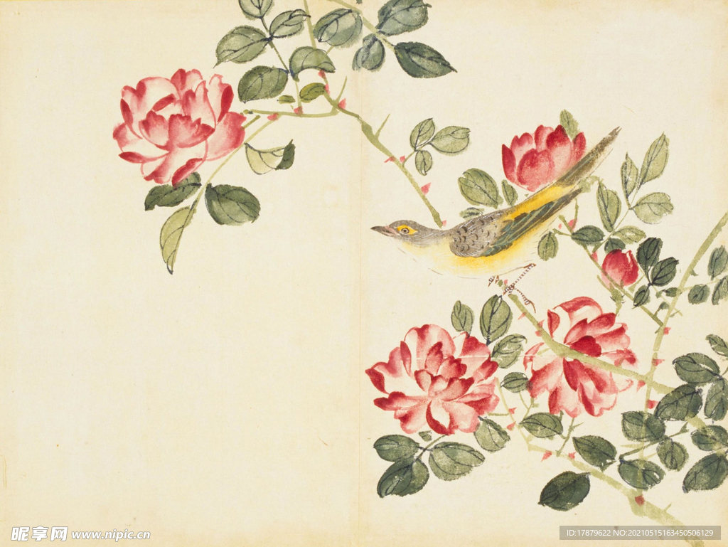 余曾三国画 百花鸟图