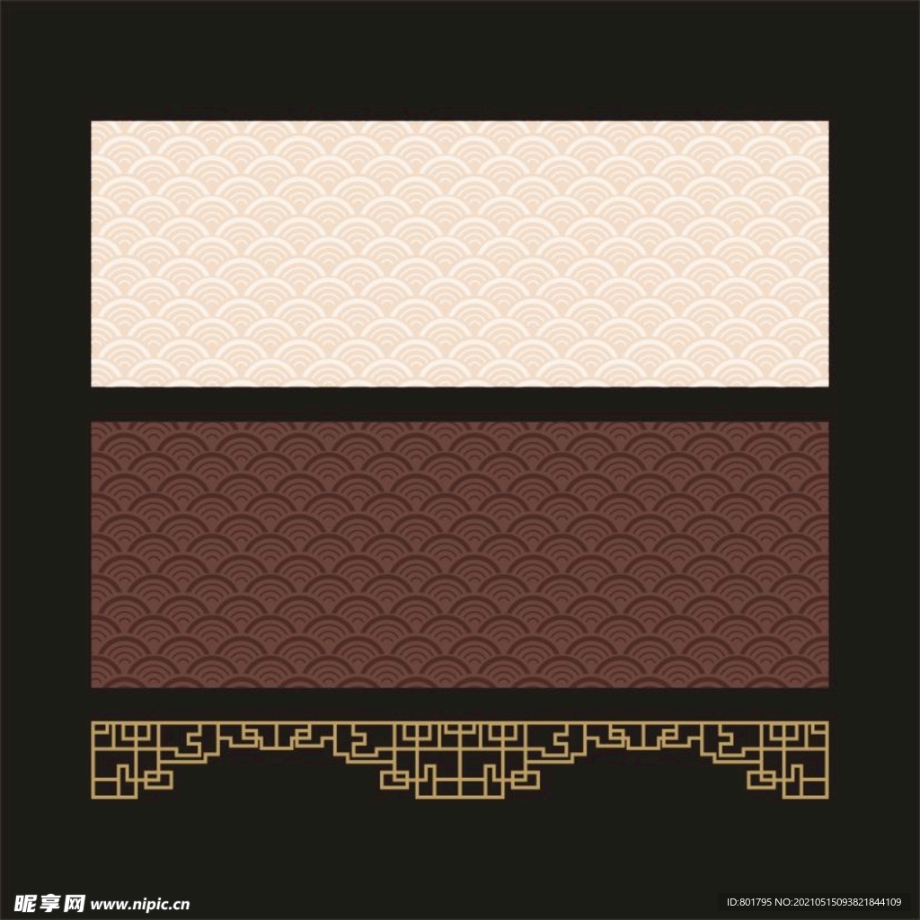 矢量水波纹  云纹  窗格 