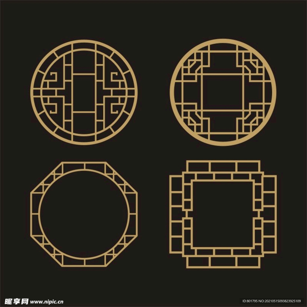 窗格 八边纹 圆纹 古典