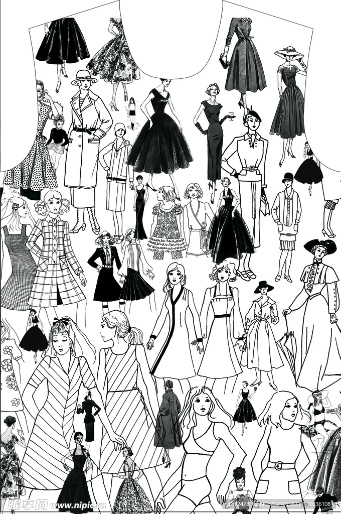 时尚女孩 大牌印花 分层