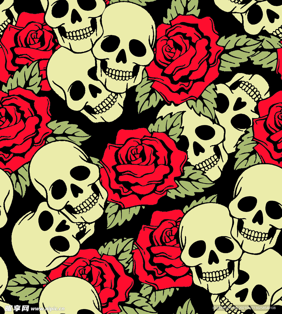 骷髅头 大牌 数码印花 卡通 