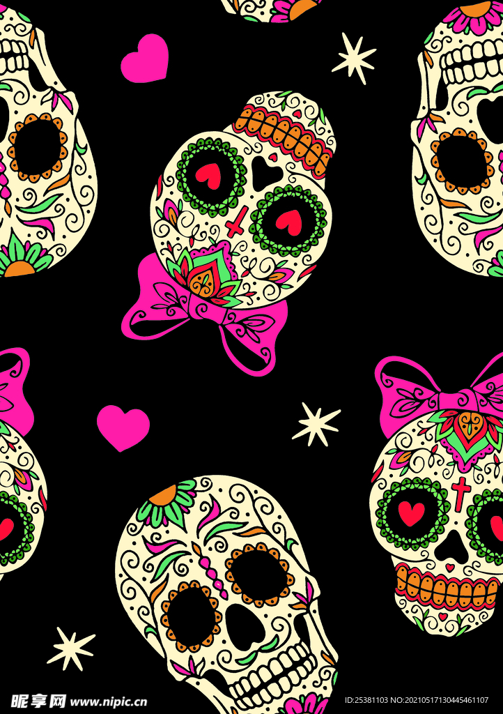 骷髅头 大牌 数码印花 卡通 