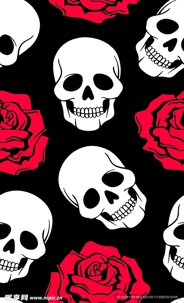 骷髅头 大牌 数码印花 卡通 