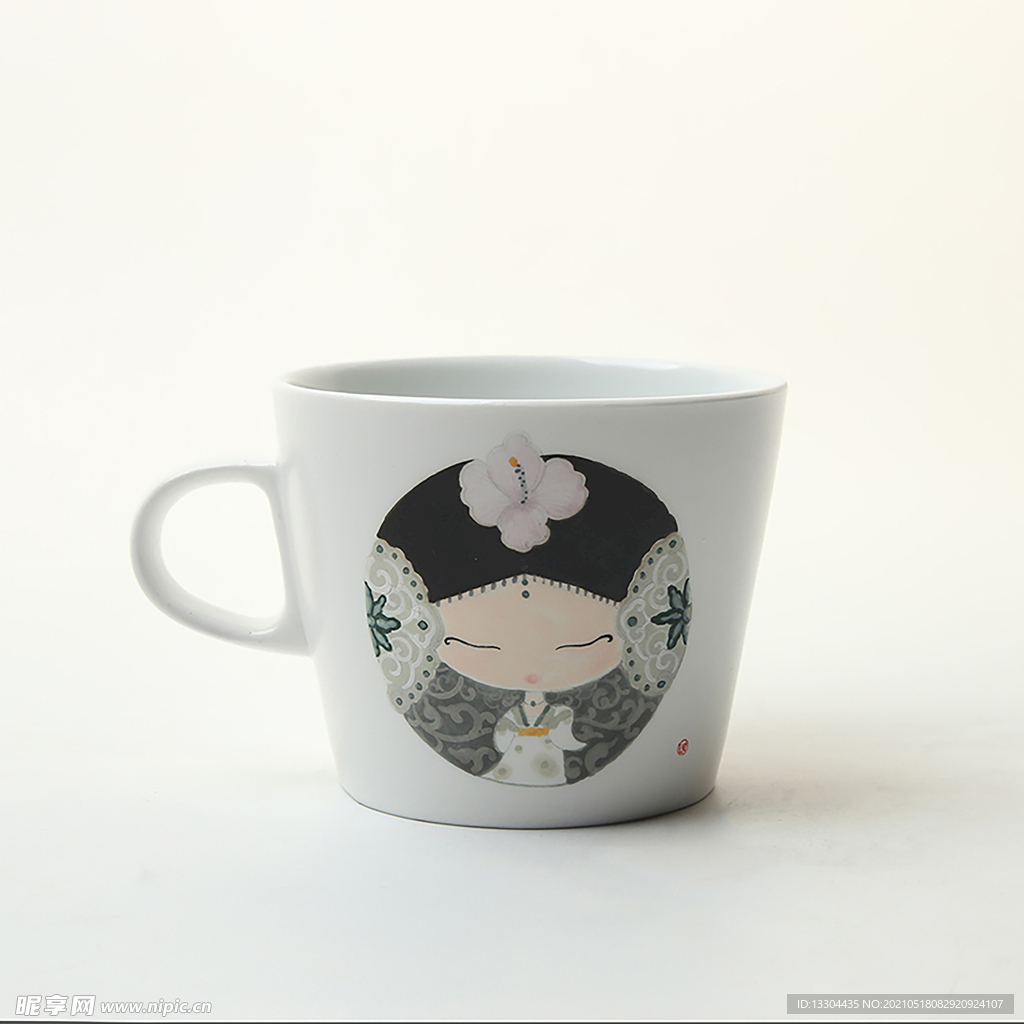 景德镇釉下陶瓷水彩杯可爱仕女