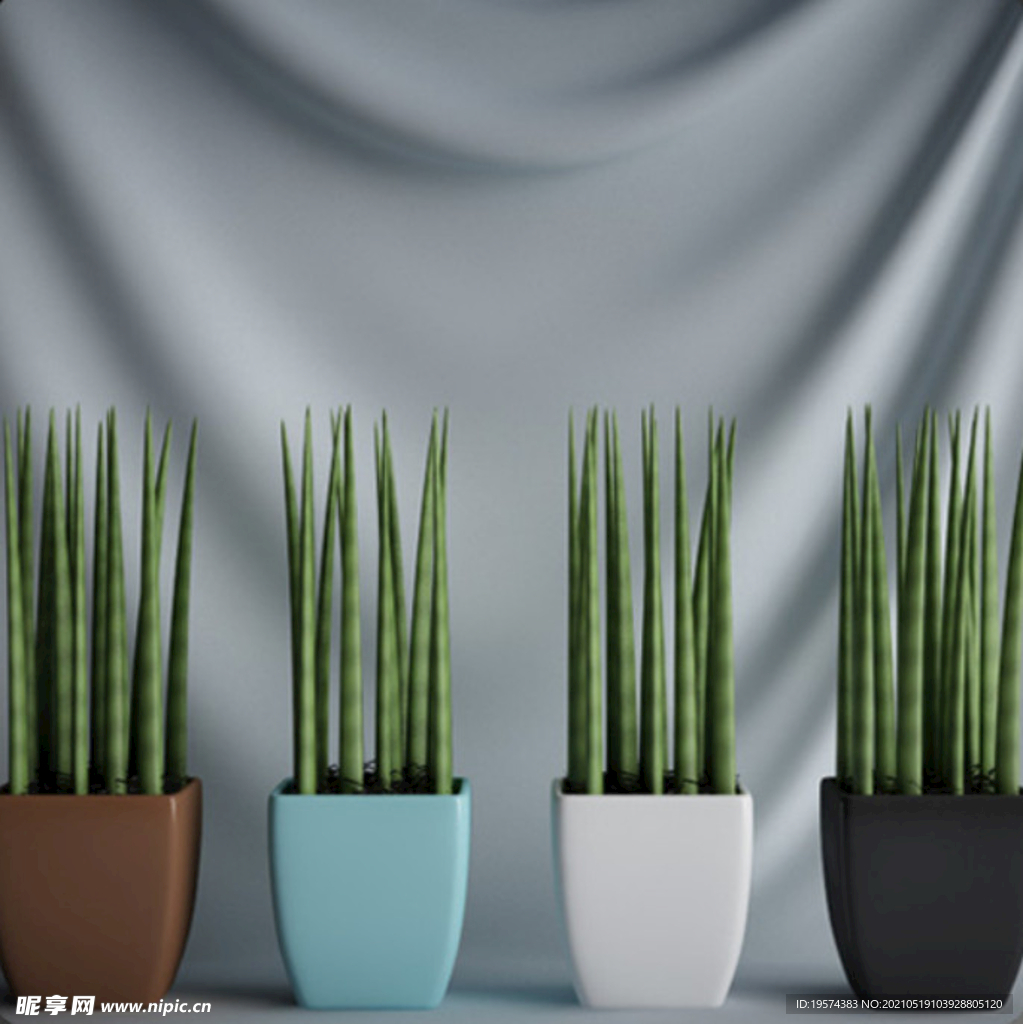 C4D模型盆栽绿色植物插花