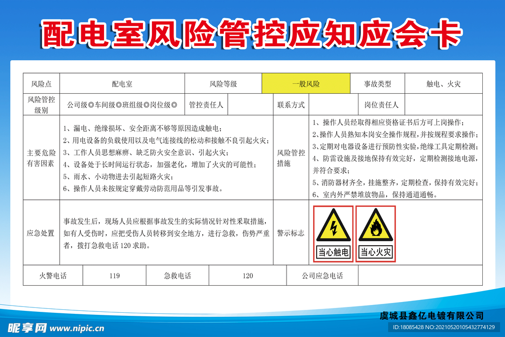 配电室风险管控应知应会卡