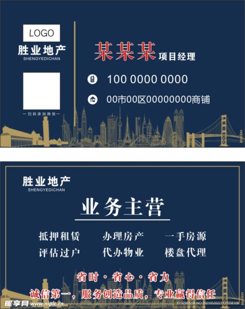 蓝版房地产名片