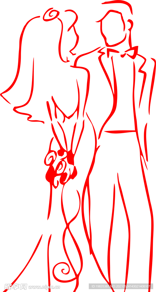 新郎新娘矢量线条