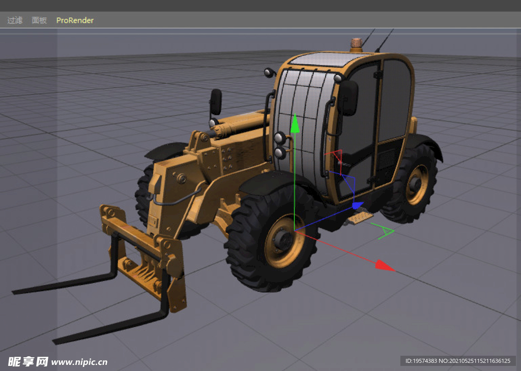  C4D模型伸缩叉车