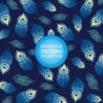 蓝色渐变孔雀图案平铺背景
