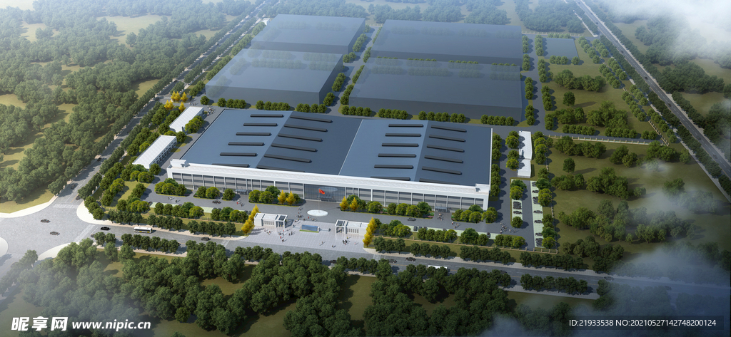 厂房办公楼多层鸟瞰图图片