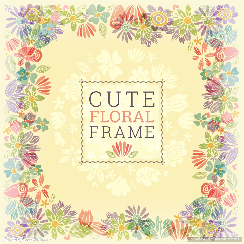  花朵元素 手绘花环 水彩花 