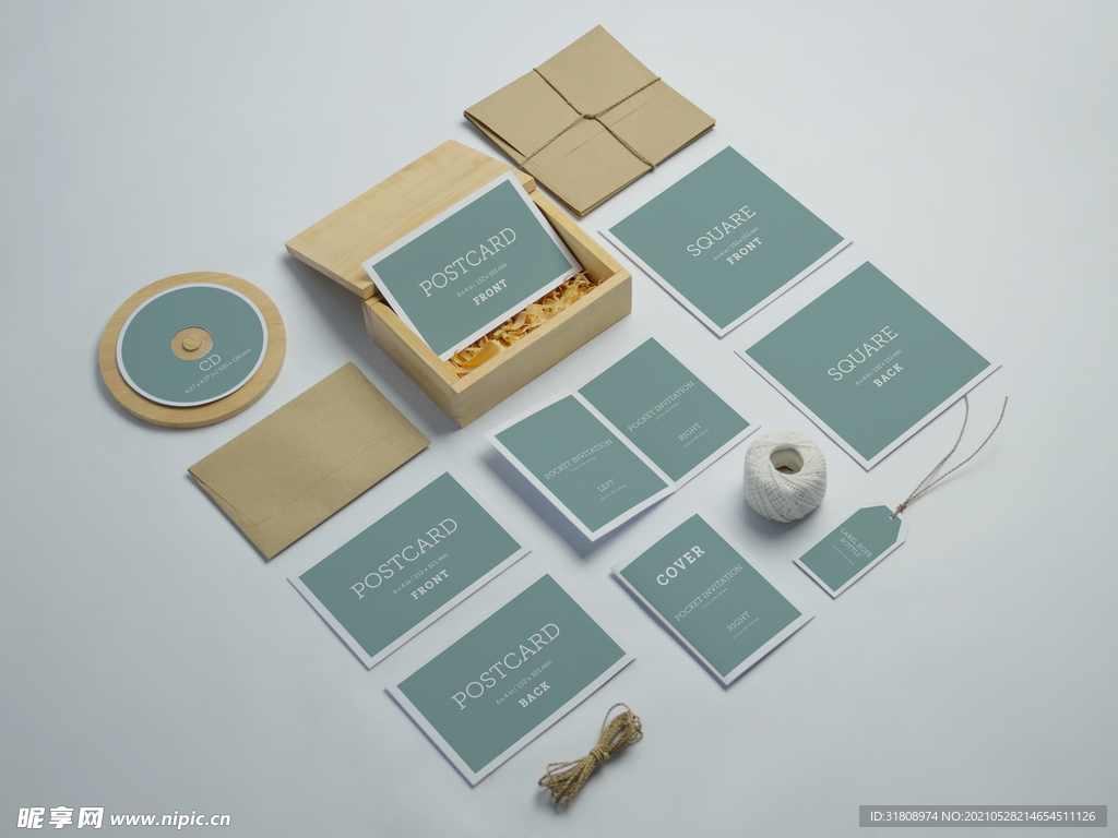 清新简约侧面名片信封VI样机