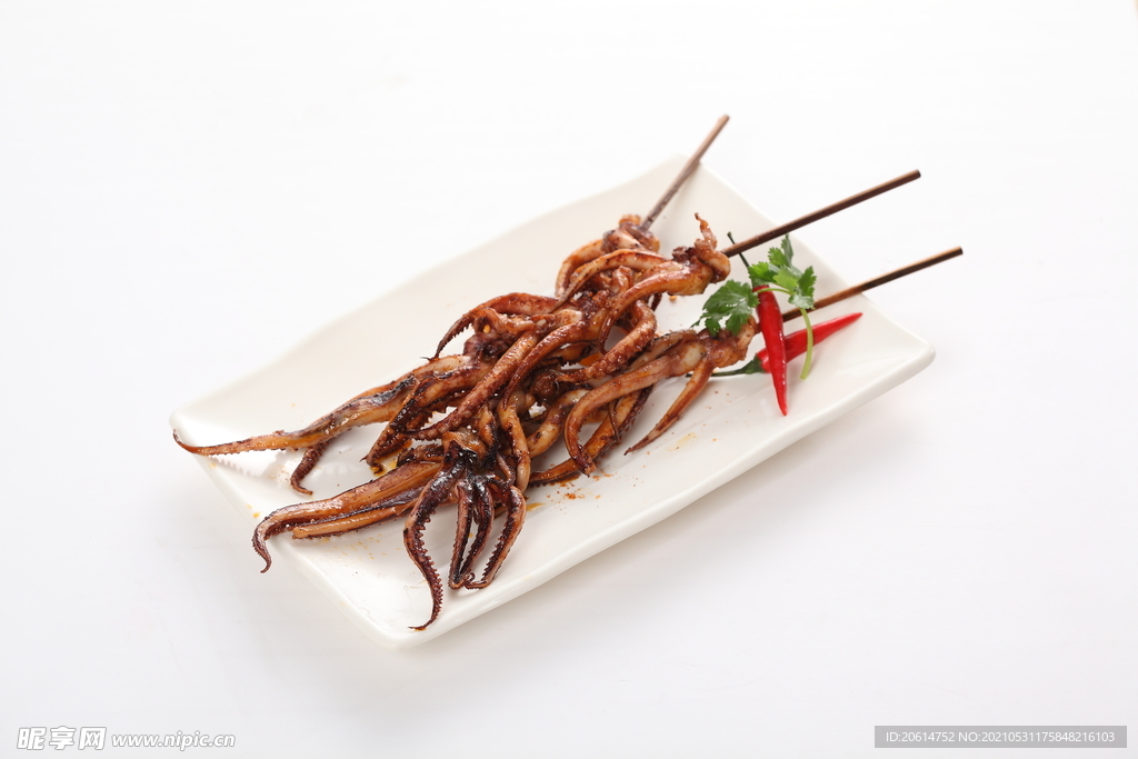 美食麻辣鱿鱼串