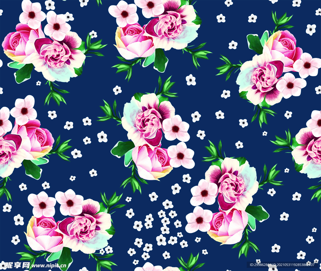 小碎花 乱花 手绘花 玫瑰花 