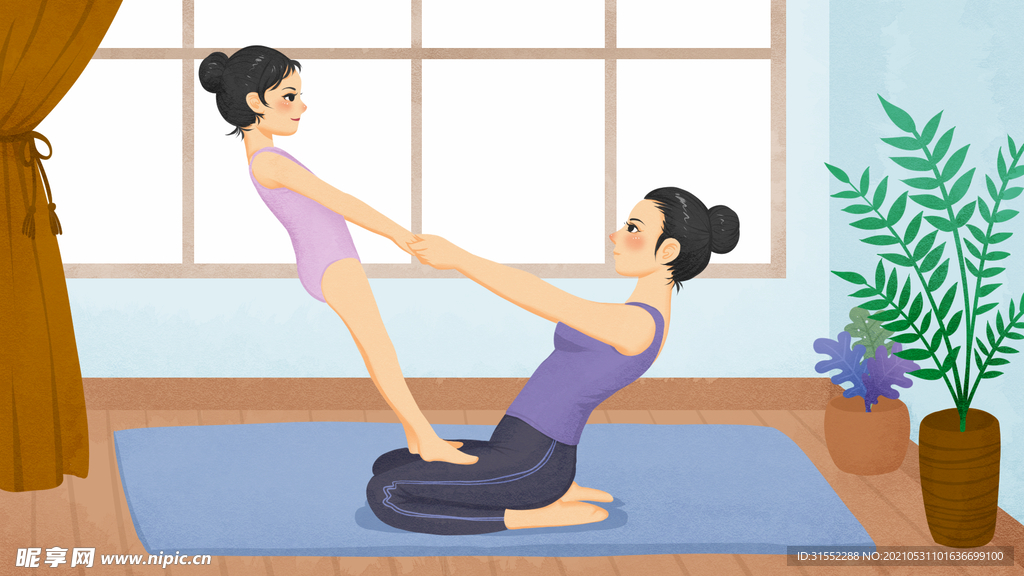 亲自手绘瑜伽素材