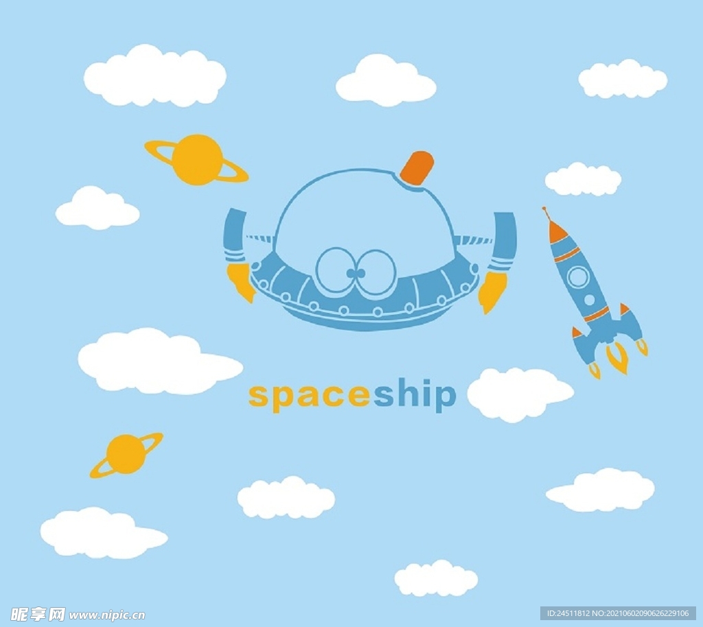 天空 飞船 白云火箭 硅藻泥 