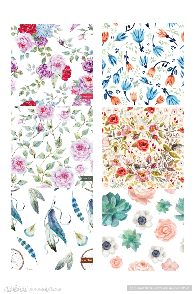 花卉无缝拼接背景