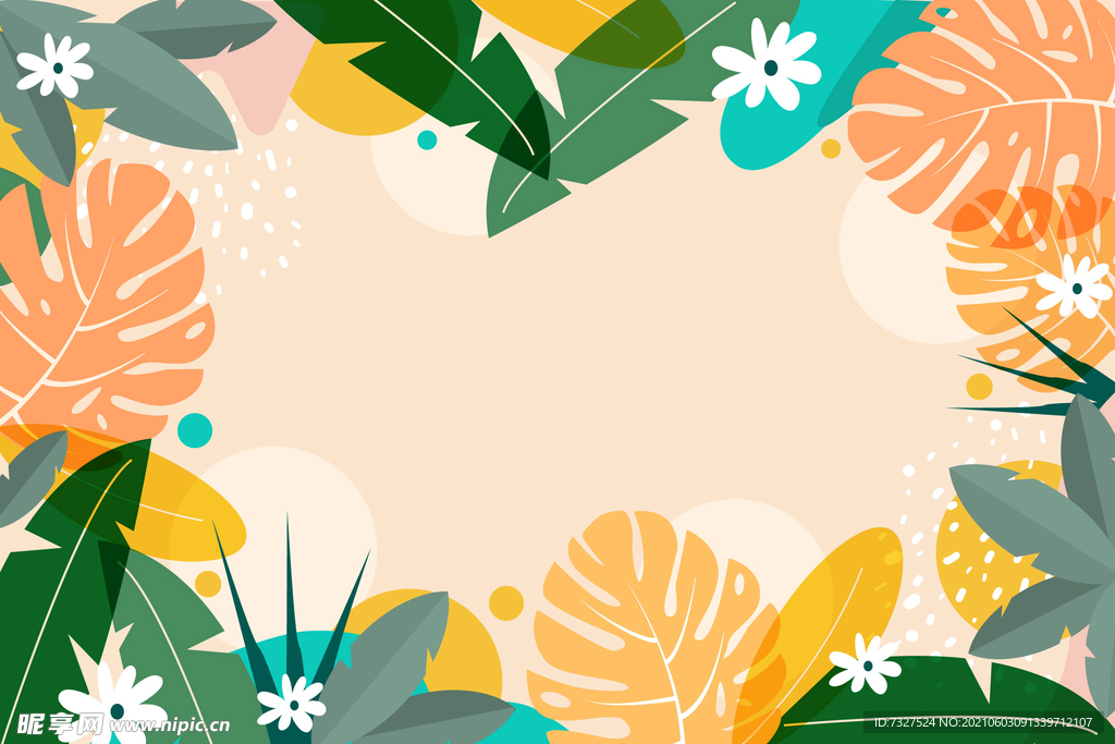 夏季绿色植物背景矢量