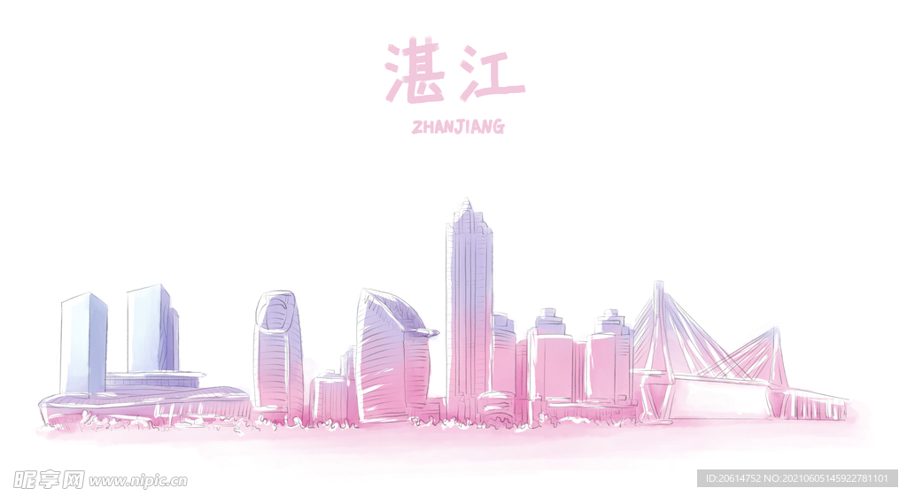 湛江城市地标建筑漫画海报