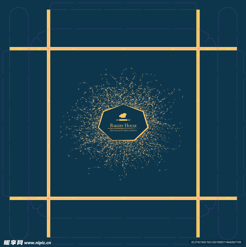 面包店通版三体蛋糕盒盖展开图