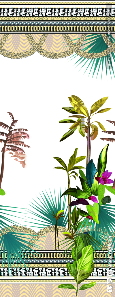 热带植物  数码印花