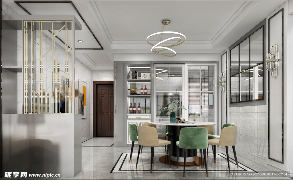 现代轻奢餐厅酒柜