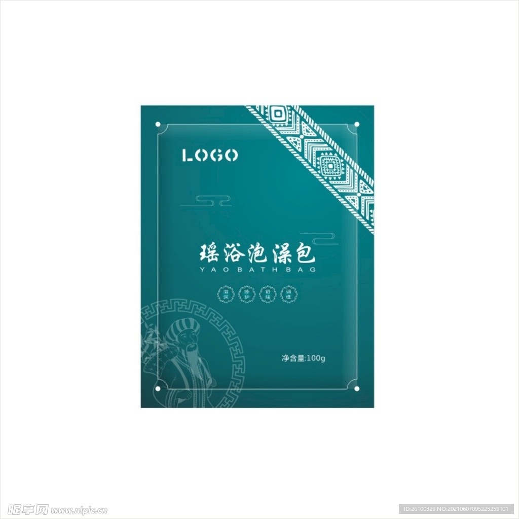 瑶浴泡澡包平面图矢量图