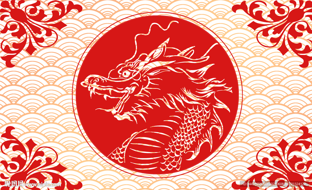 古典中国龙装饰画背景底纹