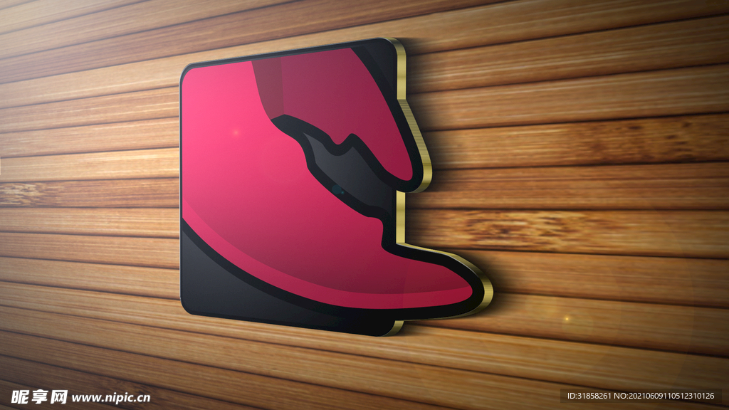 木纹墙3D立体效果logo样机