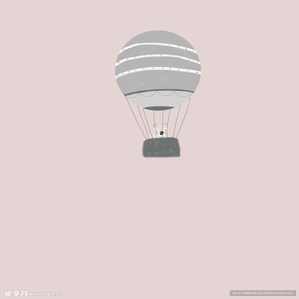 可爱长颈鹿小熊热气球