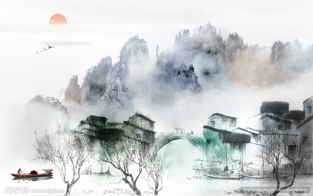 装饰画 花鸟画 新中式 山水 