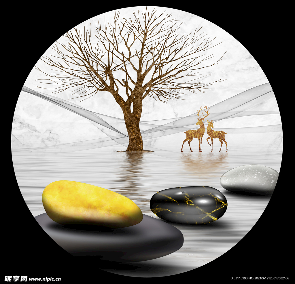 发财鹿石来转运