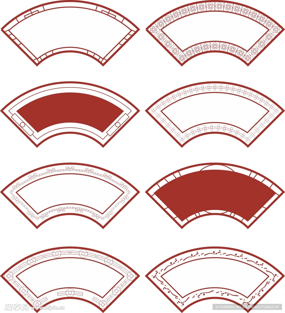 中国红扇形边框