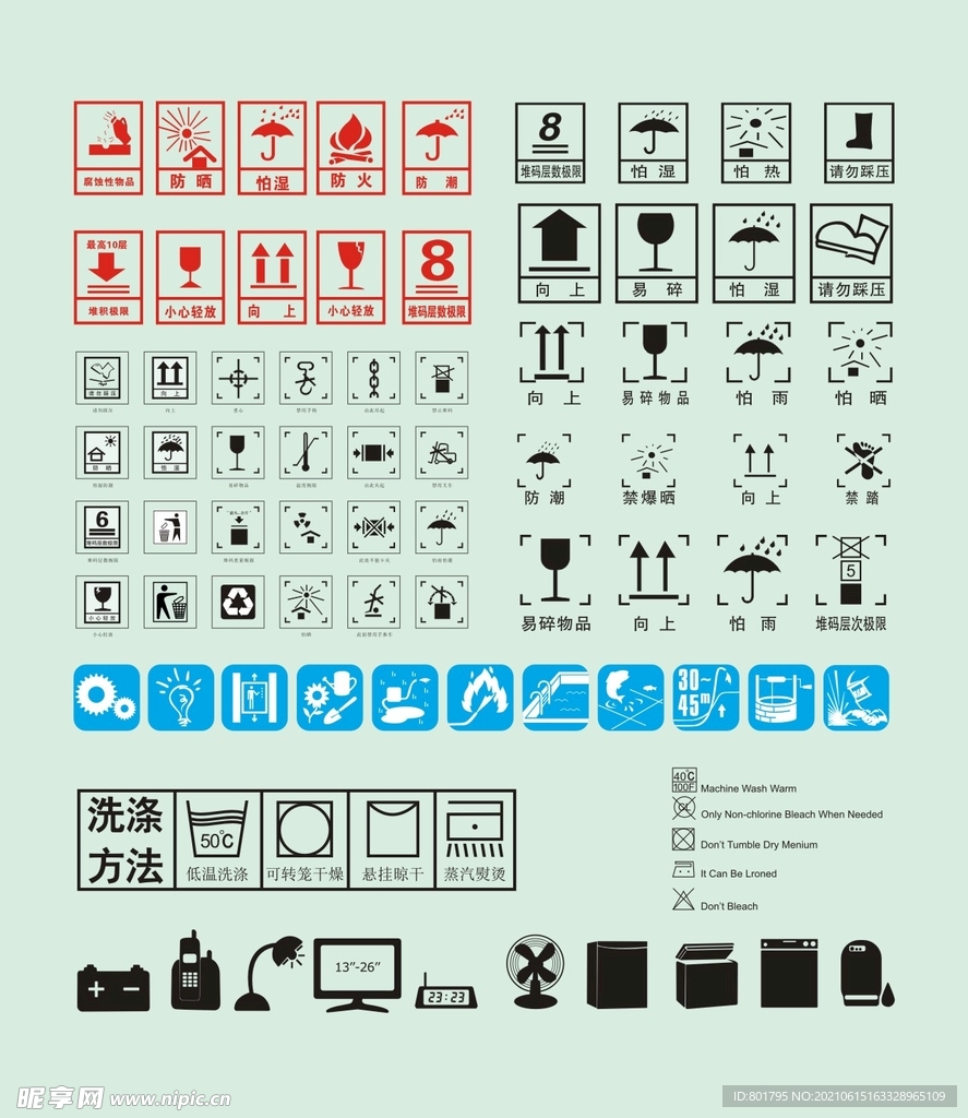 纸箱标志 警示图标